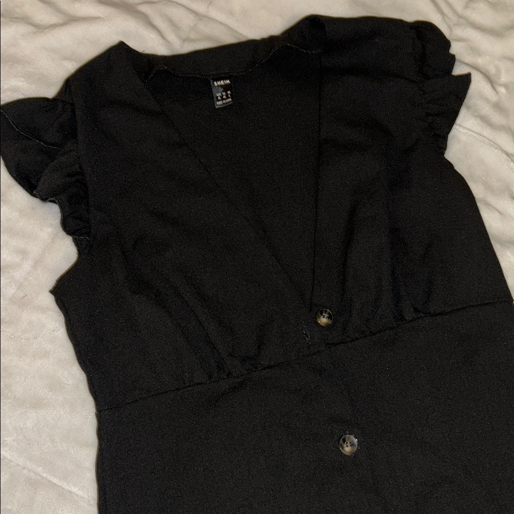 SHEIN Black Button-Up Mini Dress - Picture 2 of 2